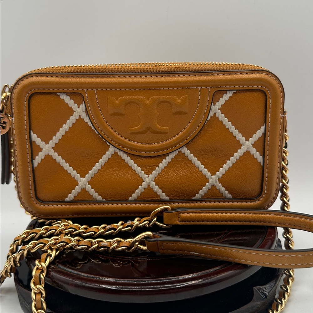 Tory Burch Fleming Pop Quilt Double-Zip Mini Bag